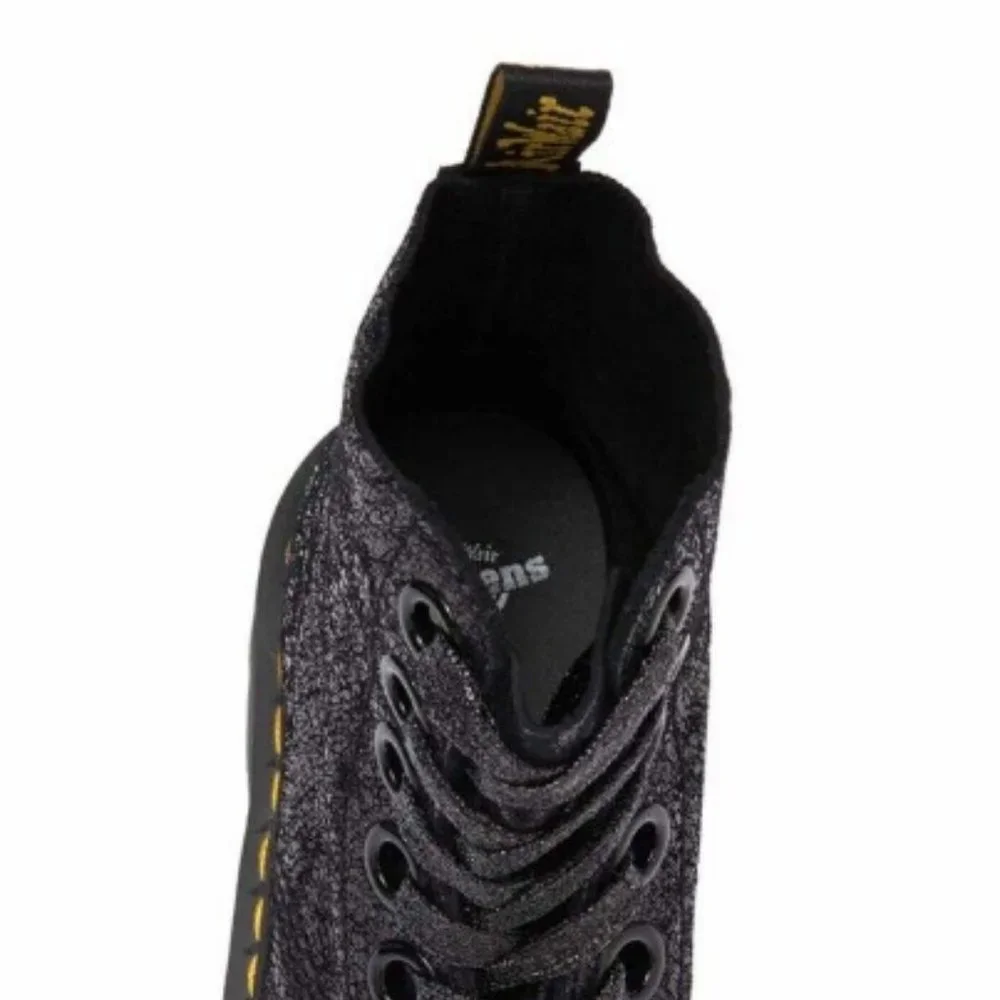 Dr. Martens MOLLY Black Crackle Suede Platform Women 6-Eye Boots Great Reviews